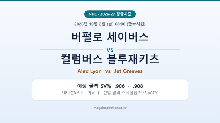버펄로 세이버스 vs 컬럼버스 블루재키츠 NHL 분석