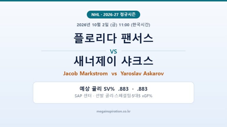 플로리다 팬서스 vs 새너제이 샤크스 NHL 분석