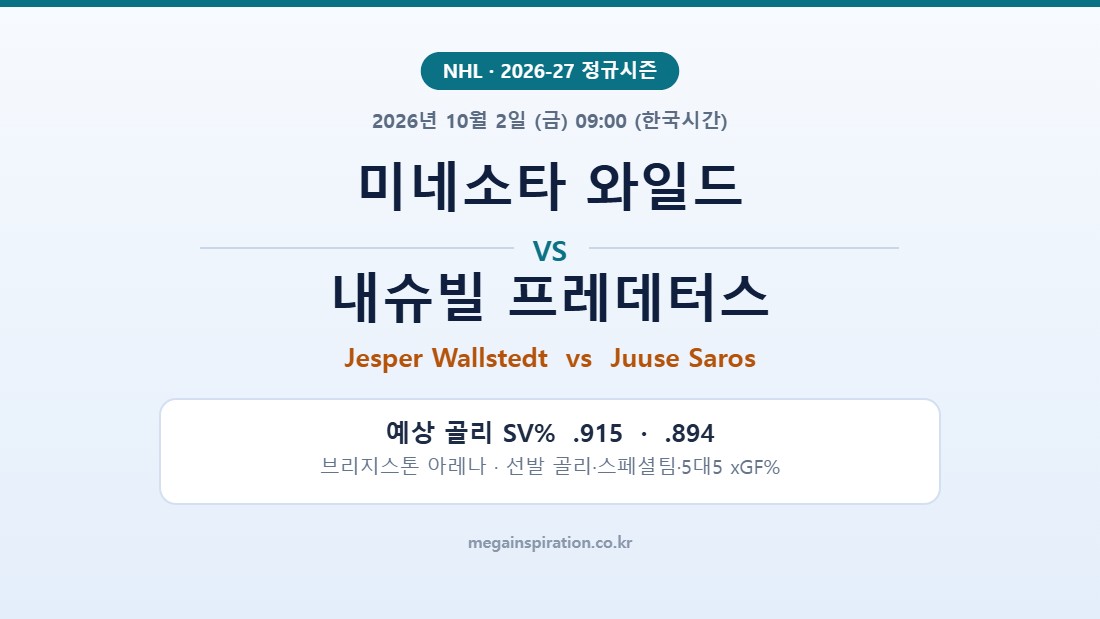미네소타 와일드 vs 내슈빌 프레데터스 NHL 분석
