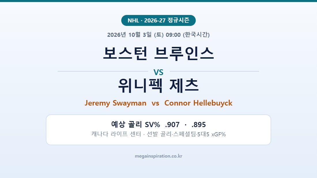 보스턴 브루인스 vs 위니펙 제츠 NHL 분석