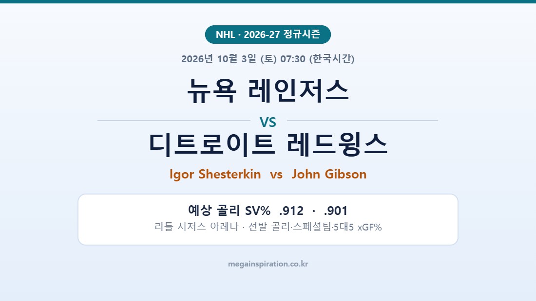 뉴욕 레인저스 vs 디트로이트 레드윙스 NHL 분석