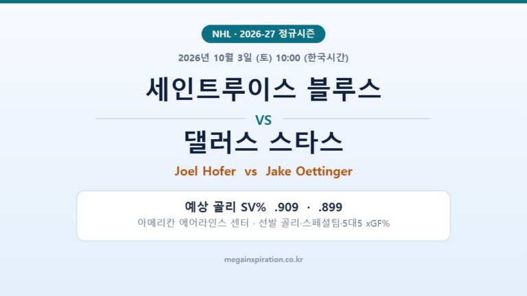 세인트루이스 블루스 vs 댈러스 스타스 NHL 분석