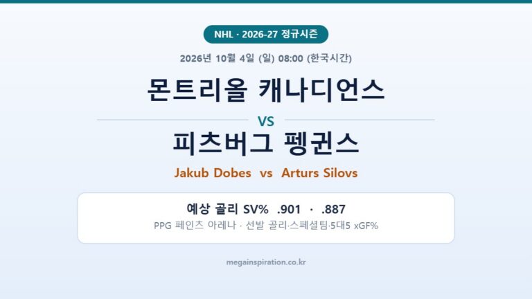 몬트리올 캐나디언스 vs 피츠버그 펭귄스 NHL 분석
