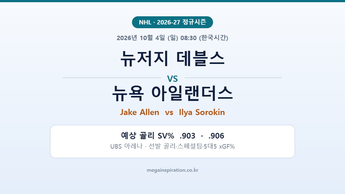 뉴저지 데블스 vs 뉴욕 아일랜더스 NHL 분석