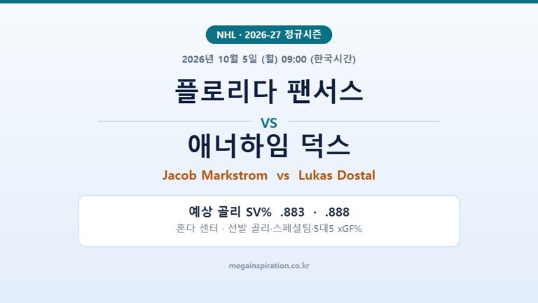 플로리다 팬서스 vs 애너하임 덕스 NHL 분석