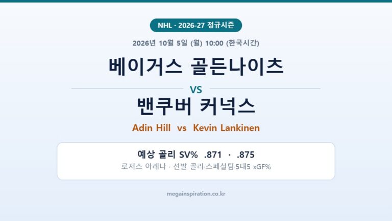 베이거스 골든나이츠 vs 밴쿠버 커넉스 NHL 분석