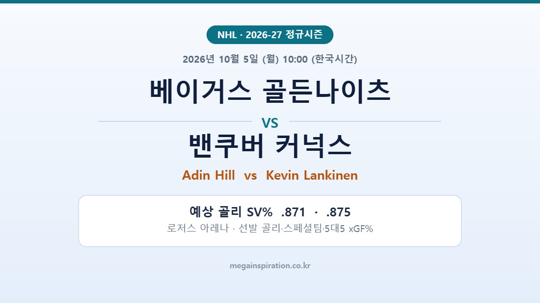 베이거스 골든나이츠 vs 밴쿠버 커넉스 NHL 분석