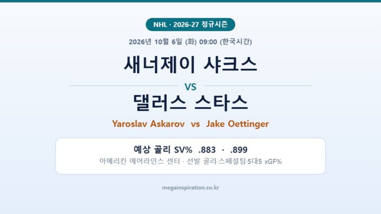 새너제이 샤크스 vs 댈러스 스타스 NHL 분석