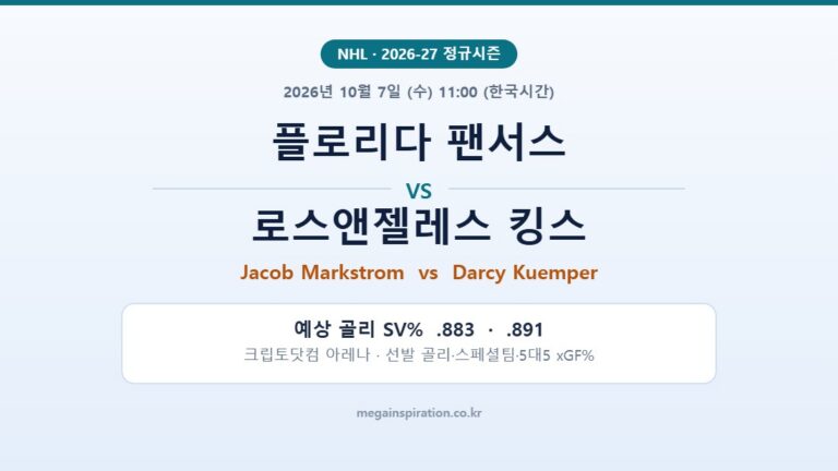 플로리다 팬서스 vs 로스앤젤레스 킹스 NHL 분석