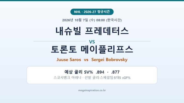 내슈빌 프레데터스 vs 토론토 메이플리프스 NHL 분석