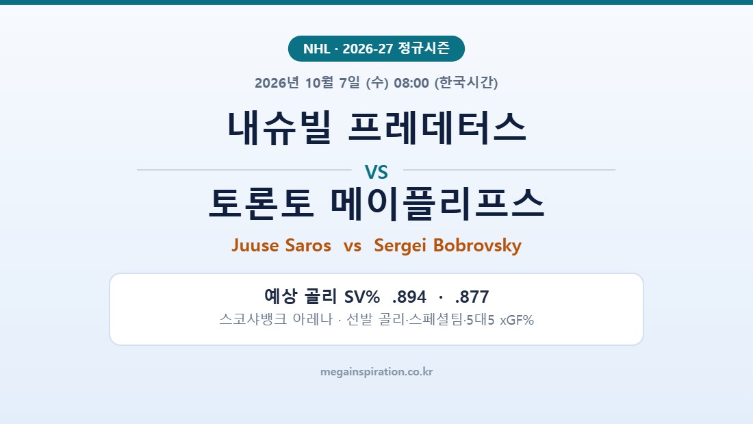 내슈빌 프레데터스 vs 토론토 메이플리프스 NHL 분석