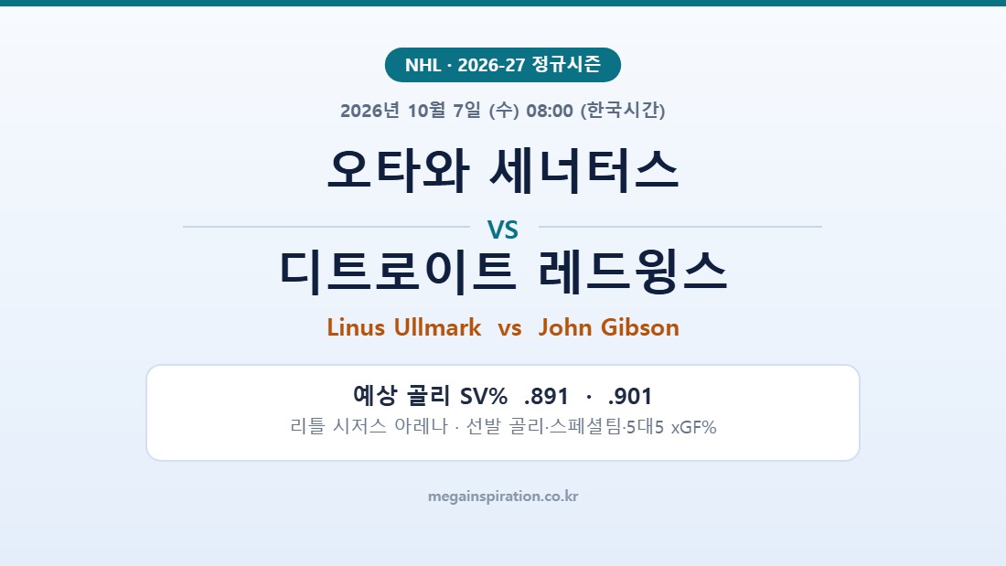 오타와 세너터스 vs 디트로이트 레드윙스 NHL 분석