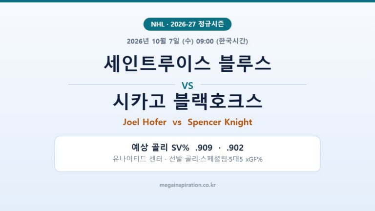 세인트루이스 블루스 vs 시카고 블랙호크스 NHL 분석