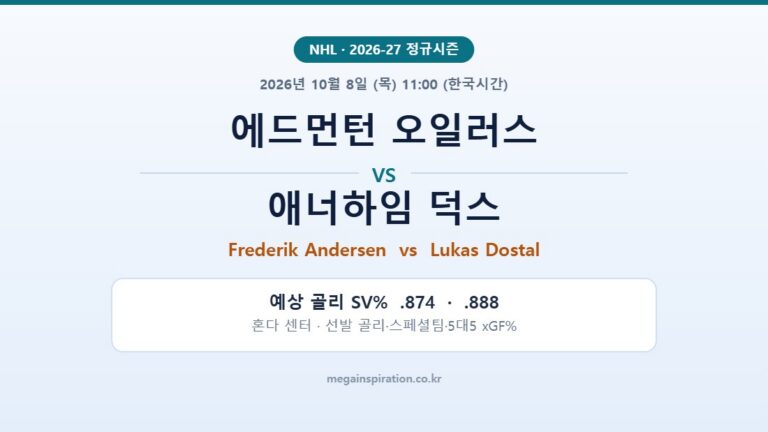 에드먼턴 오일러스 vs 애너하임 덕스 NHL 분석