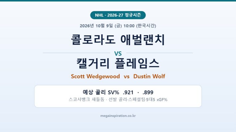 콜로라도 애벌랜치 vs 캘거리 플레임스 NHL 분석