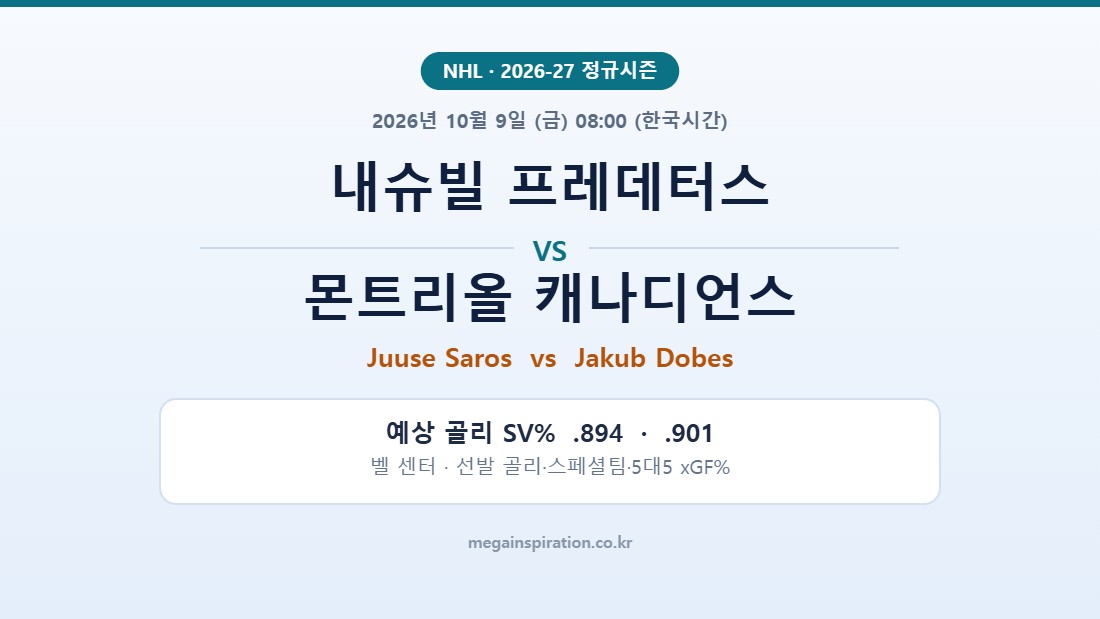 내슈빌 프레데터스 vs 몬트리올 캐나디언스 NHL 분석