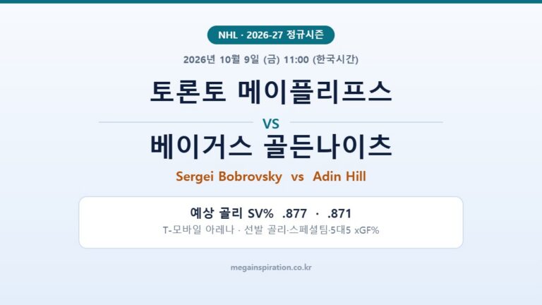 토론토 메이플리프스 vs 베이거스 골든나이츠 NHL 분석