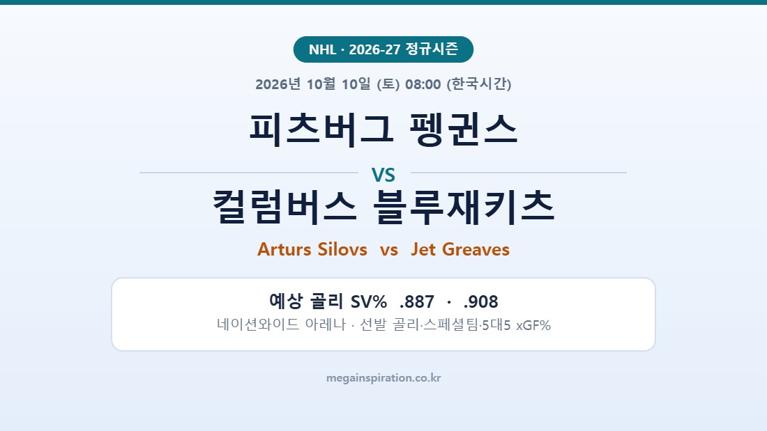 피츠버그 펭귄스 vs 컬럼버스 블루재키츠 NHL 분석