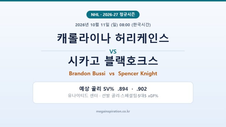캐롤라이나 허리케인스 vs 시카고 블랙호크스 NHL 분석