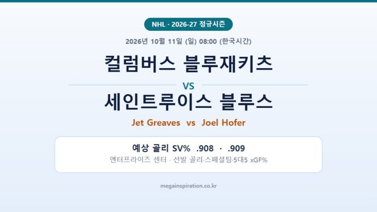 컬럼버스 블루재키츠 vs 세인트루이스 블루스 NHL 분석