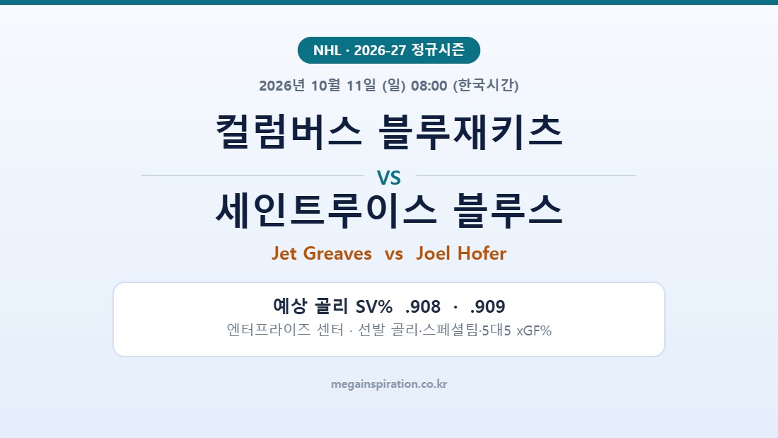 컬럼버스 블루재키츠 vs 세인트루이스 블루스 NHL 분석
