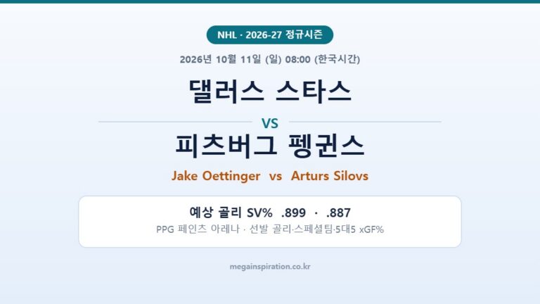 댈러스 스타스 vs 피츠버그 펭귄스 NHL 분석