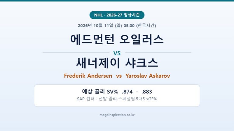 에드먼턴 오일러스 vs 새너제이 샤크스 NHL 분석