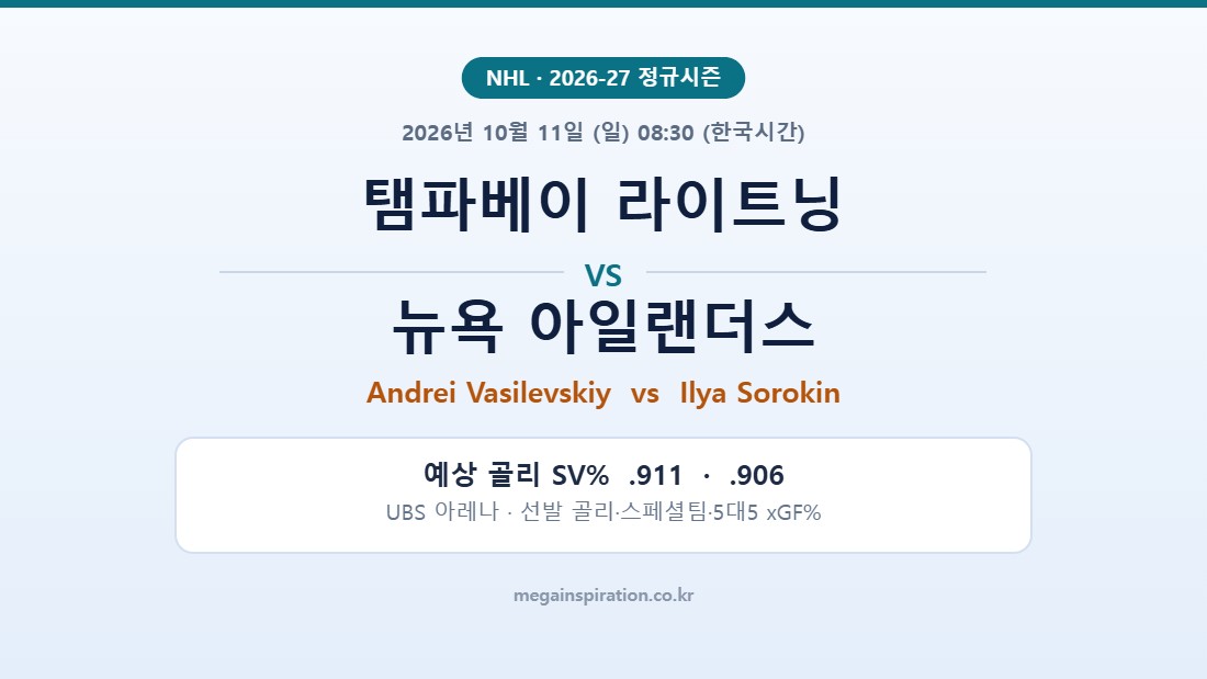 탬파베이 라이트닝 vs 뉴욕 아일랜더스 NHL 분석