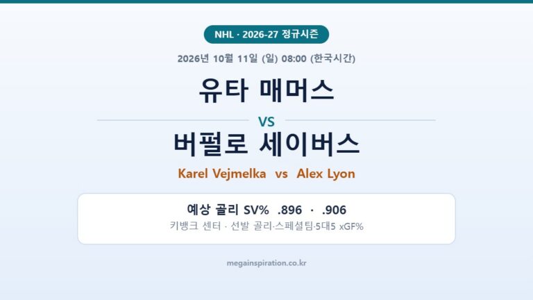 유타 매머스 vs 버펄로 세이버스 NHL 분석
