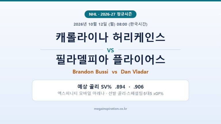 캐롤라이나 허리케인스 vs 필라델피아 플라이어스 NHL 분석