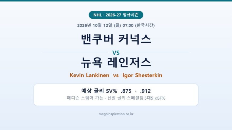 밴쿠버 커넉스 vs 뉴욕 레인저스 NHL 분석