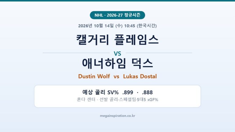 캘거리 플레임스 vs 애너하임 덕스 NHL 분석