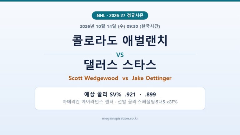 콜로라도 애벌랜치 vs 댈러스 스타스 NHL 분석
