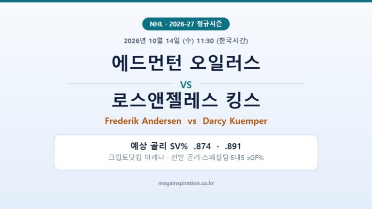 에드먼턴 오일러스 vs 로스앤젤레스 킹스 NHL 분석