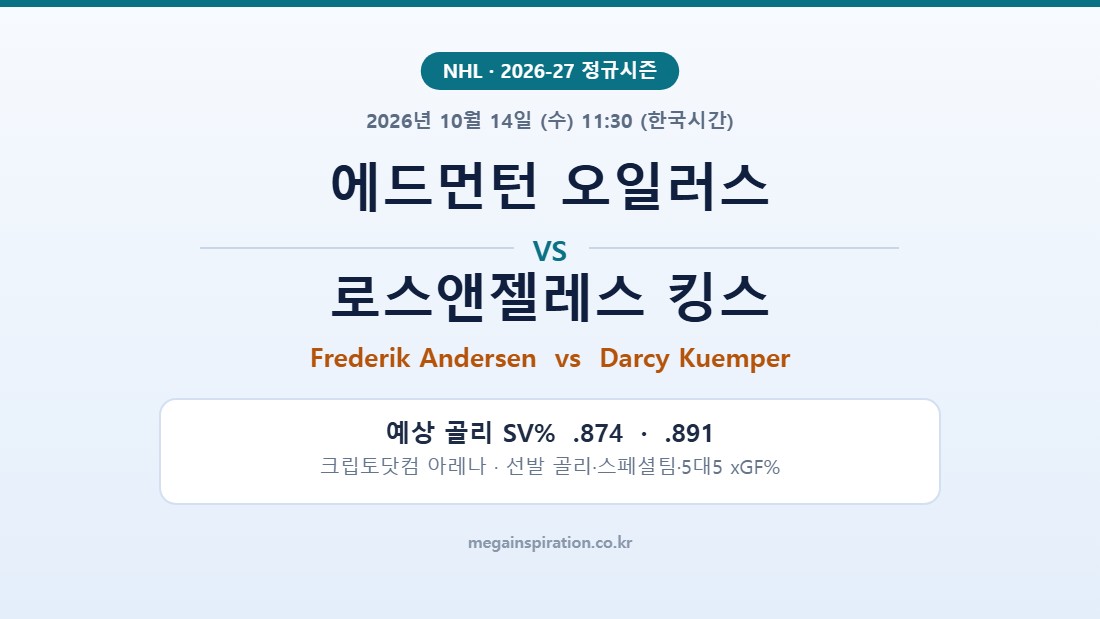 에드먼턴 오일러스 vs 로스앤젤레스 킹스 NHL 분석