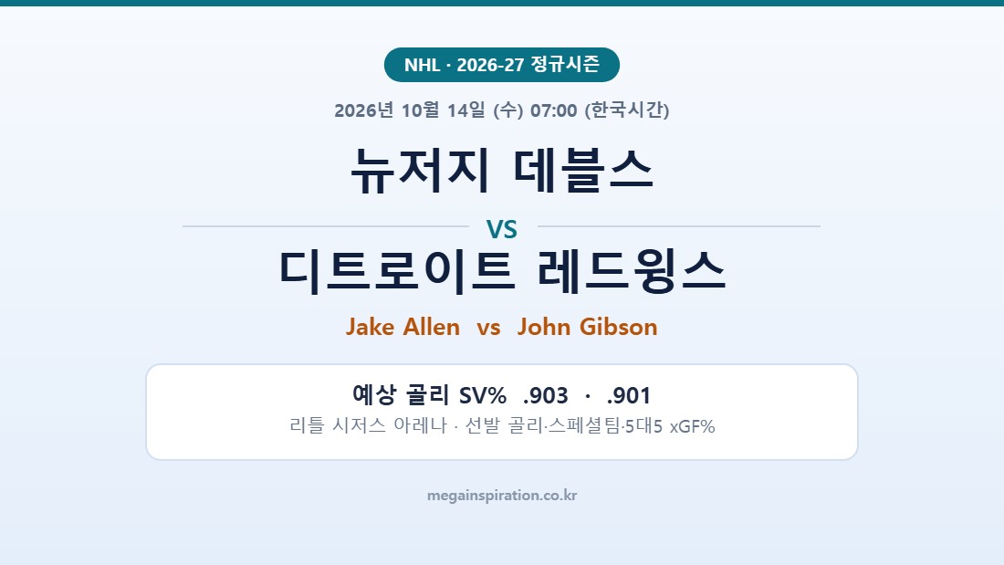 뉴저지 데블스 vs 디트로이트 레드윙스 NHL 분석