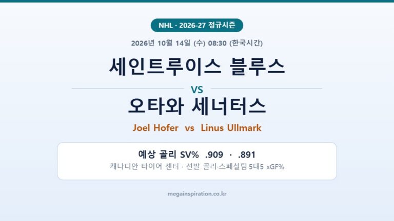 세인트루이스 블루스 vs 오타와 세너터스 NHL 분석