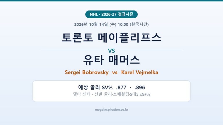 토론토 메이플리프스 vs 유타 매머스 NHL 분석