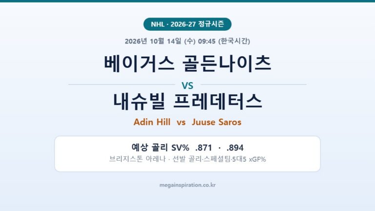 베이거스 골든나이츠 vs 내슈빌 프레데터스 NHL 분석