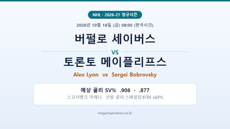 버펄로 세이버스 vs 토론토 메이플리프스 NHL 분석