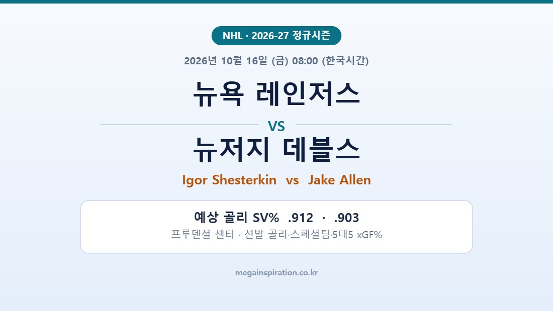 뉴욕 레인저스 vs 뉴저지 데블스 NHL 분석