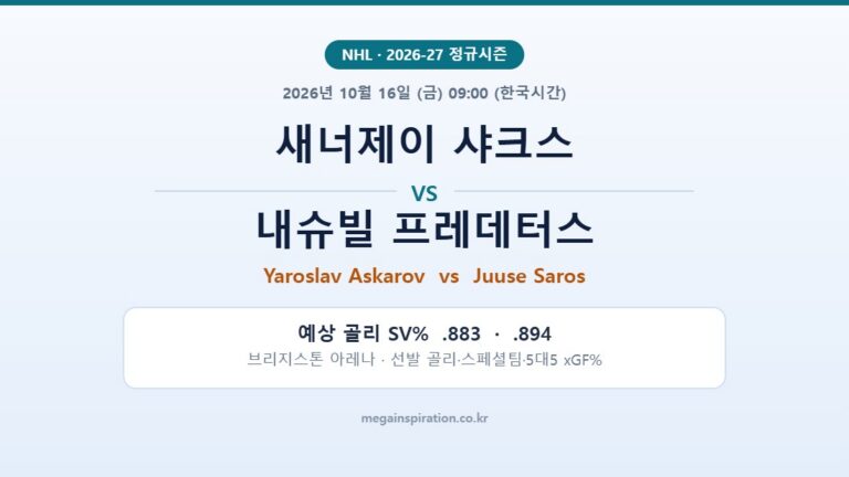 새너제이 샤크스 vs 내슈빌 프레데터스 NHL 분석