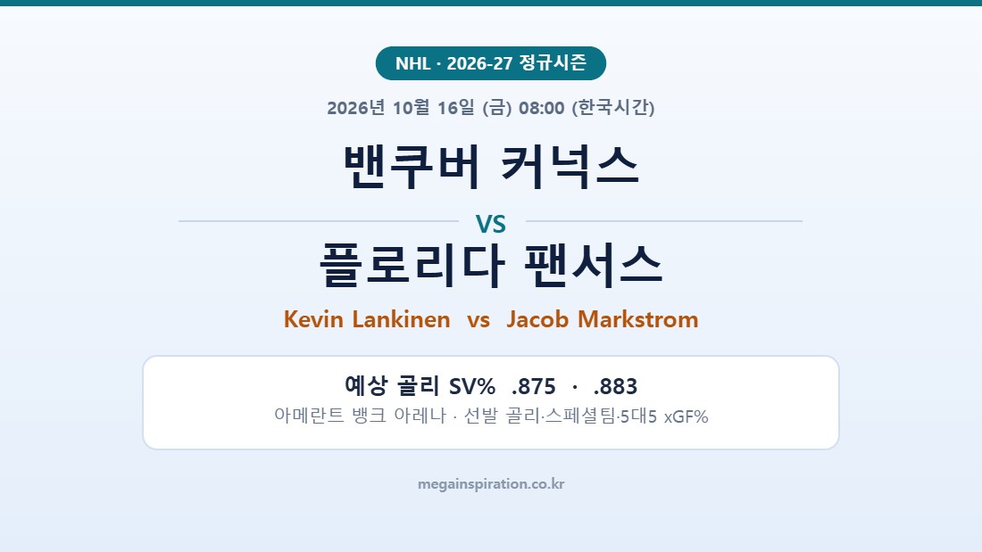 밴쿠버 커넉스 vs 플로리다 팬서스 NHL 분석