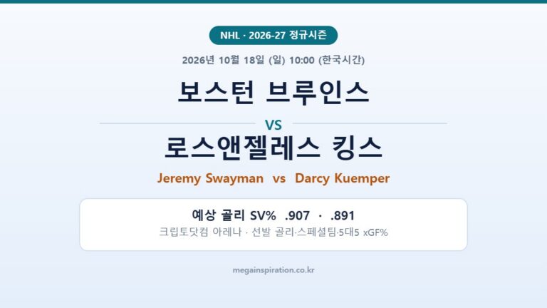 보스턴 브루인스 vs 로스앤젤레스 킹스 NHL 분석