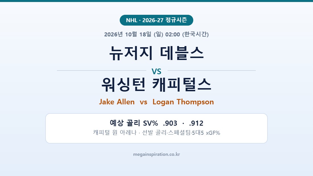 뉴저지 데블스 vs 워싱턴 캐피털스 NHL 분석