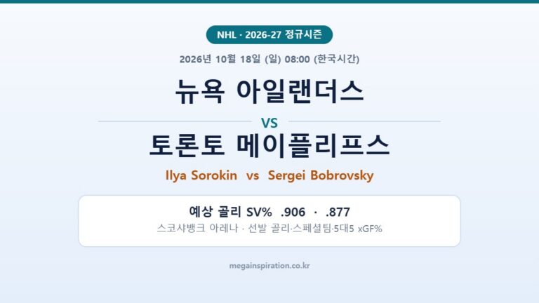 뉴욕 아일랜더스 vs 토론토 메이플리프스 NHL 분석