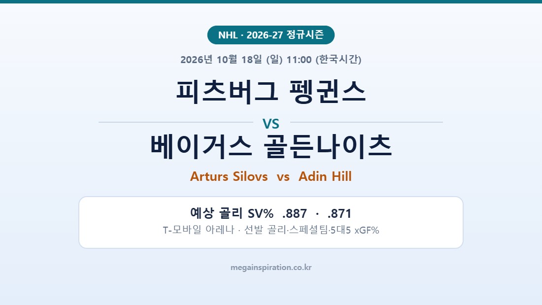 피츠버그 펭귄스 vs 베이거스 골든나이츠 NHL 분석