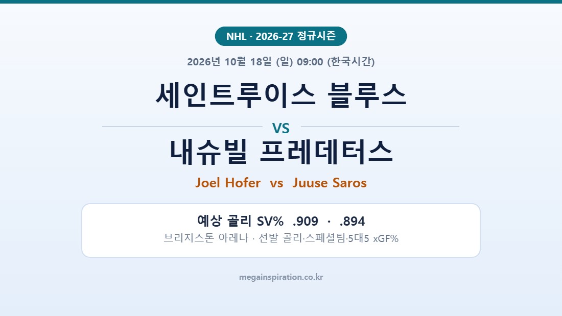 세인트루이스 블루스 vs 내슈빌 프레데터스 NHL 분석