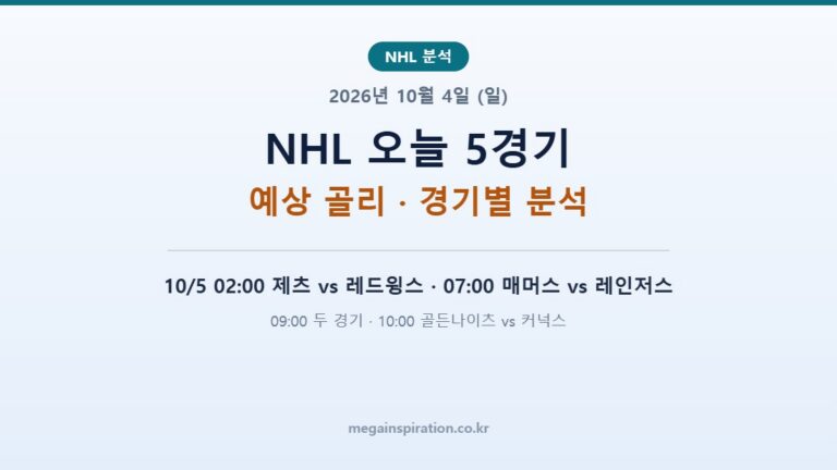 2026년 10월 4일 (일) NHL 분석