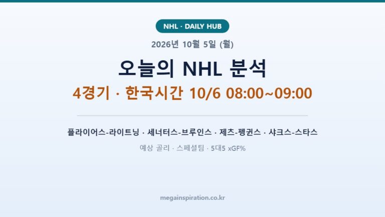 2026년 10월 5일 (월) NHL 분석